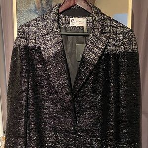 Lanvin Black & Sparkle Tweed Coat NWT sz 46